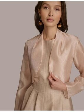NWT Donna Karan Women's Blush Sheen Open-Front Shrug